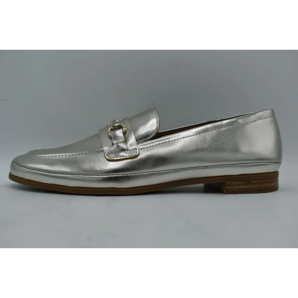 Blondo Women 9 Benita Platinum Metallic Leather Waterproof Slip On Loafers Shoes
